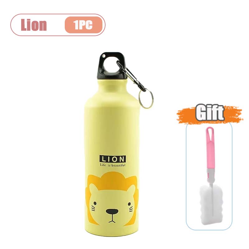 500ML Cartoon Aluminium Wasserflasche Niedlicher Tierdruck Edelstahl Wasserflasche mit Deckel Isolierter Becher Kaffeetasse