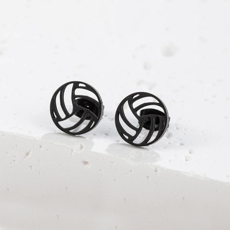 

Стильные панк геометрические волейбольные серьги для женщин и мужчин хип-хоп креативные спортивные украшения подарки для вечеринок чёрный