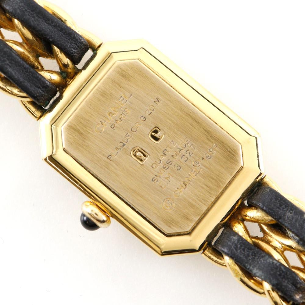 Chanel Premiere M Watches H0001 blackDial Plated Gold/Embossed Leather Quartz Analog Display Women Used