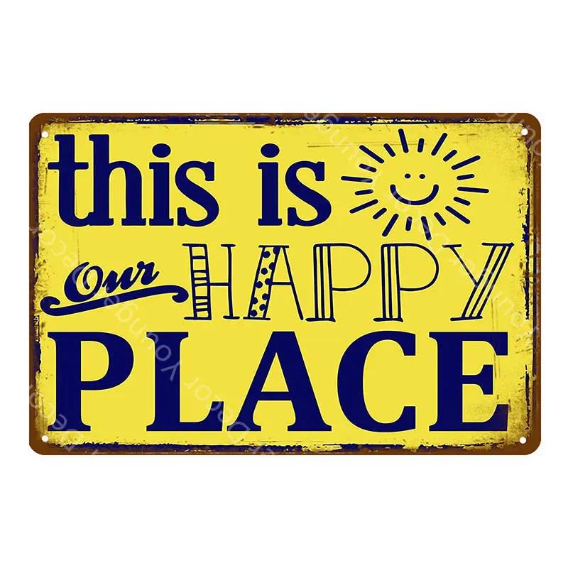 Happiness Is Love Metal Poster Tin Signs Plate Wall Decoration Vintage Art Painting Family Kitchen Rule Plaque Home Decor YJ155