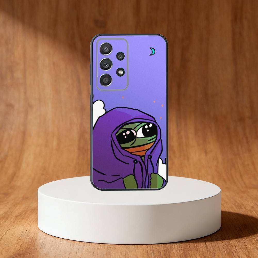 Funny P-Pepe Frog Sad Phone Case For Samsung S25,S24,S21,S22,S23,S30,Ultra,S20,Plus,Fe,Note,10,9,5G Black Cover