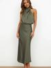 Luxury Satin Sleeveless Dress for Women - Elegant Evening Gown for  Spring/Summer Collection