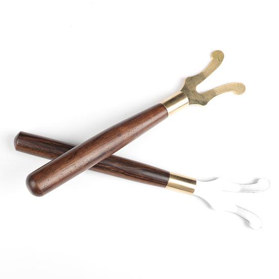 Teapot Lid Clip Heat Insulation Cast Iron Tea Kettle Cover Fork with Wooden Handle Teaware for Living Room