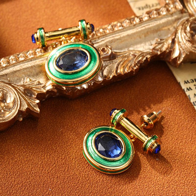 SUYU Fashion Geometry Drop Glaze Enamel Earrings Light Luxury Temperament Simple And Generous Fashion Earrings
