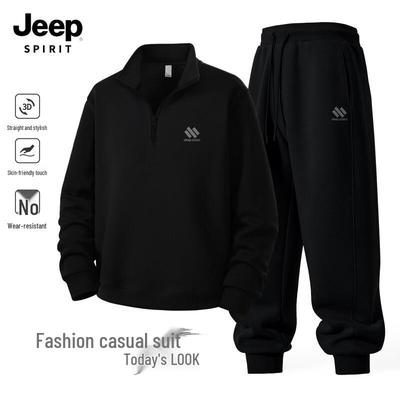 JEEP SPIRIT Men's 2025 Autumn Sporty Sweatshirt & Jogger Set