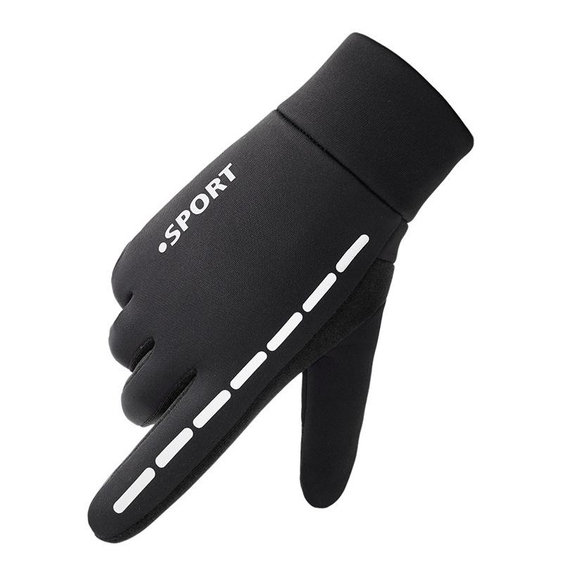 Sports Fleece Warm Color Blocked Gloves Men Touch Screen Skiing Cycling Cold Resistant Outdoor