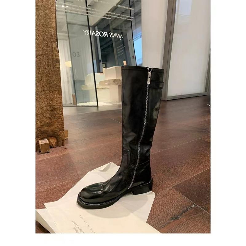 

Вымытая коровья кожа~ натуральная кожа черные ретро ботинки универсальные и тонкие толстый каблук ботфорты женские ботинки высокие ботинки 40