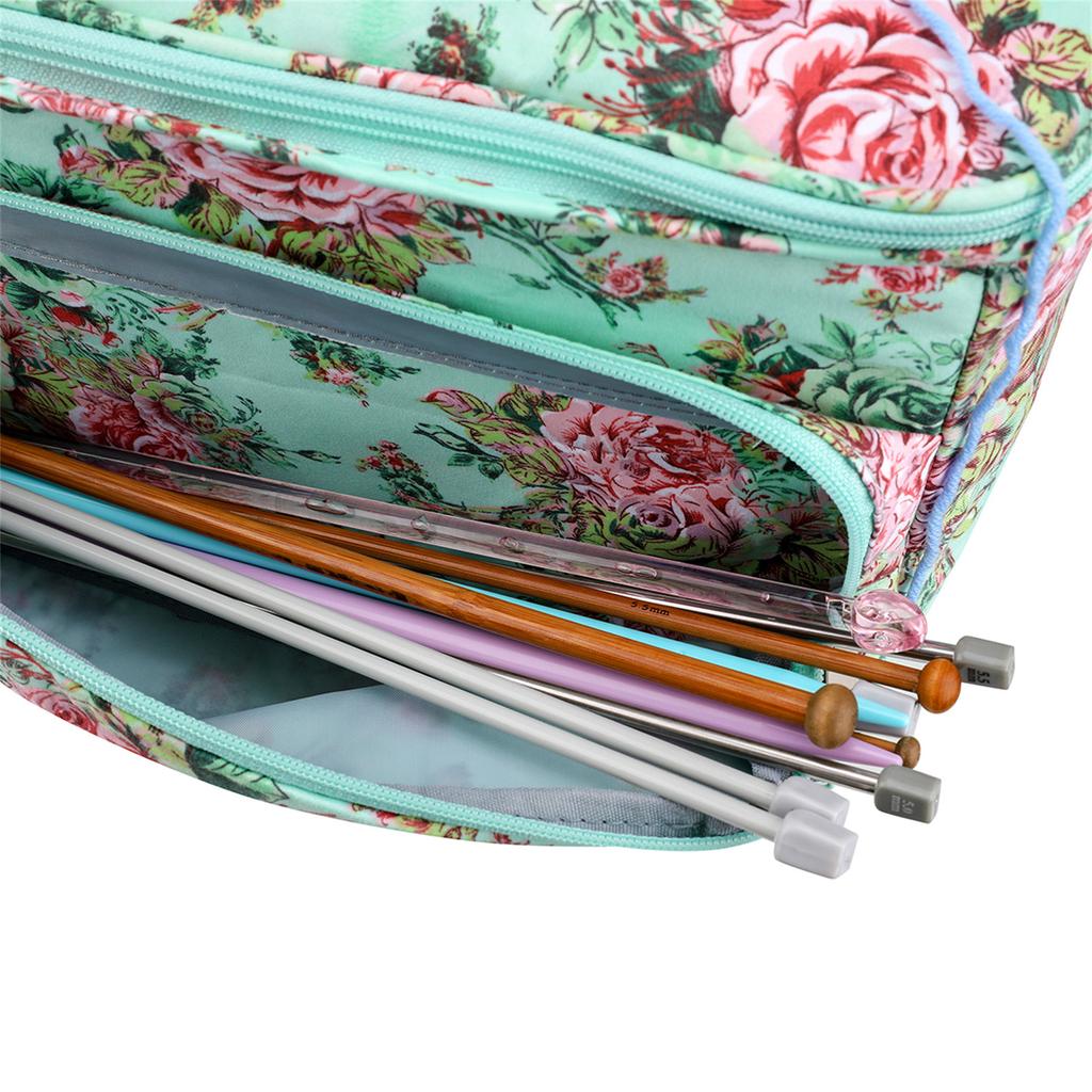 Empty Knitting Tote Yarn Storage Case Carrying Knitting Needles Crochet Hooks Sewing Accessories Organizer Bag