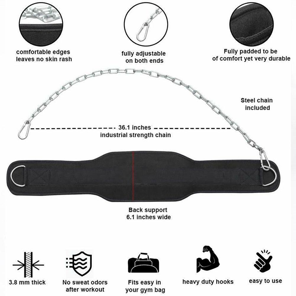 Dipping Belt Body Building Weight Lifting Chain Exercise Gym Training Strap Comfortable Waist Support For Men & Women