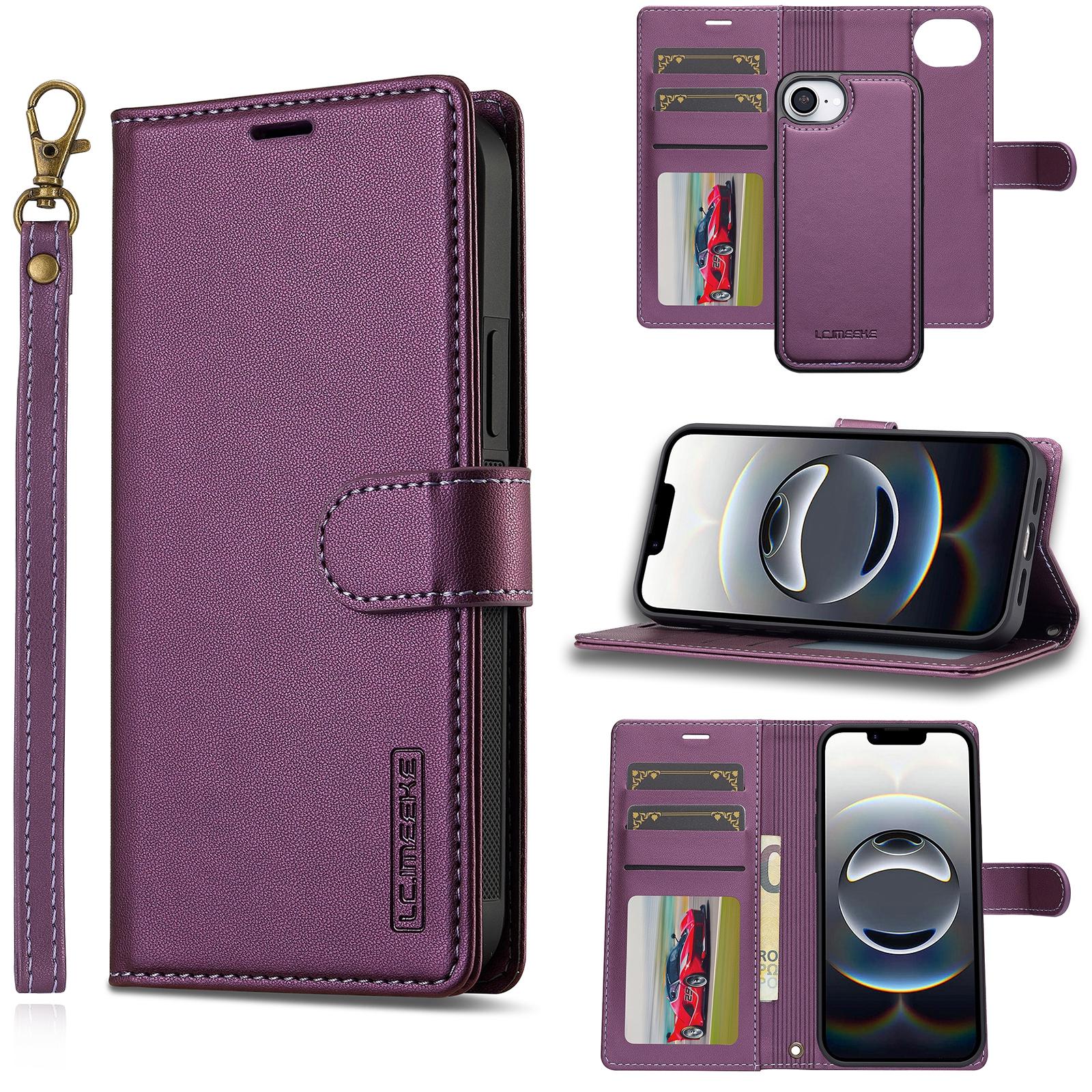 LC.IMEEKE L2 Series for iPhone 16e Case PU Leather Wallet Detachable Magnetic Phone Cover E