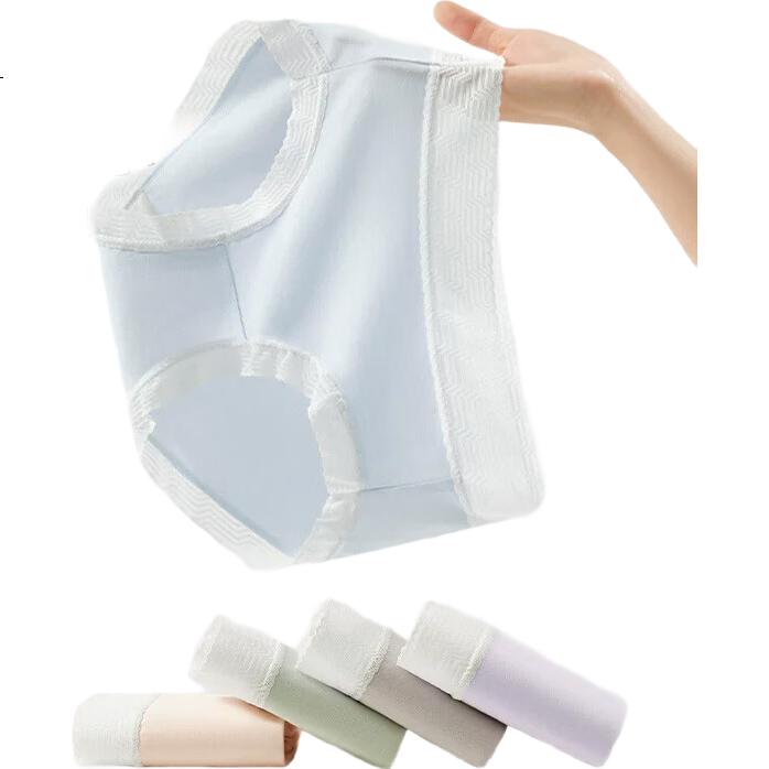 Nanjiren Women's Underwear, 10A Antibacterial Mulberry Silk Crotch Mid-Rise Silky Modal Seamless Triangle Panties, 4-Pack, Size L