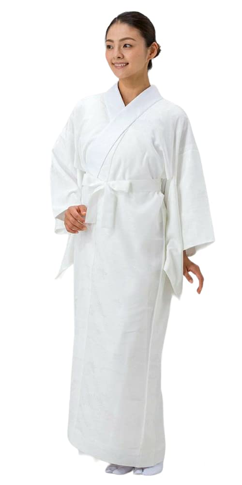 Sanbi Yumeginu Nagajuban Toray White with (Undergarment), Sillook, Washable, Ready-to-Wear, Lined, Double-Layered Sleeves, Half-Collar, Pattern,