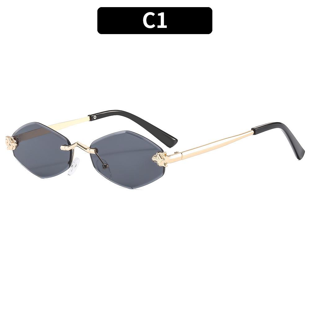 Fashion Small Polygonal Sunglasses for Women Luxury  Brown Rhombus Sun Glasses Woman Vintage Metal Shades Eyewear