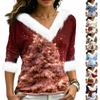 Christmas V-Neck Top with Elegant Cut for Party, Date and Everyday Wear