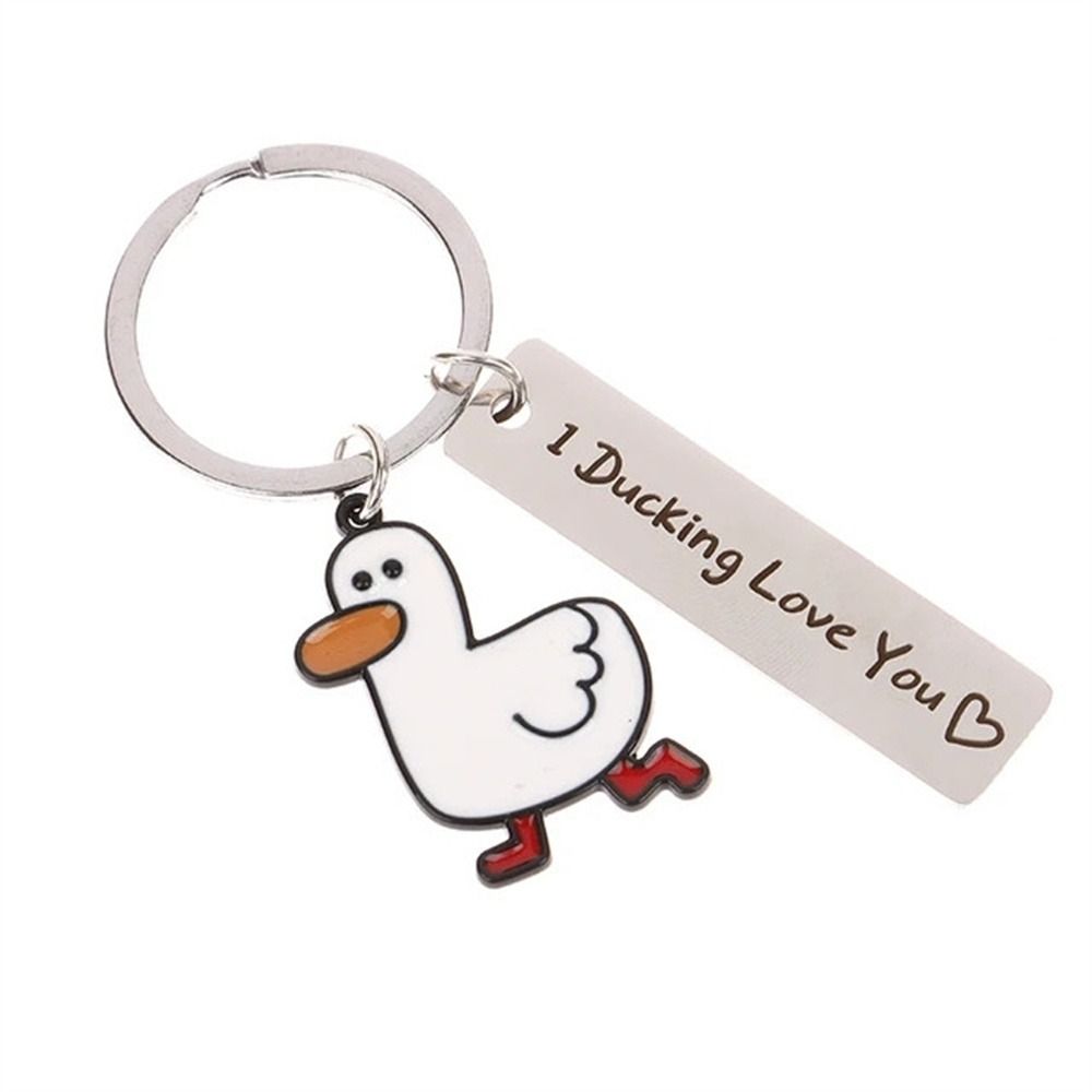 Stainless Steel Ducking Love Keyring Couples Jewelry Duck Pendant Funny Duck Keychain  Handbag