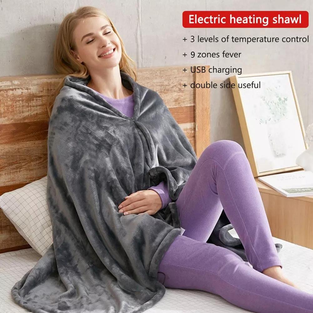 USB Heated Blanket Electric Heated Throw 3 Heating Level Heated Shawl Throw Blanket Coral Velvet Fast Heating for Indoor Outdoor