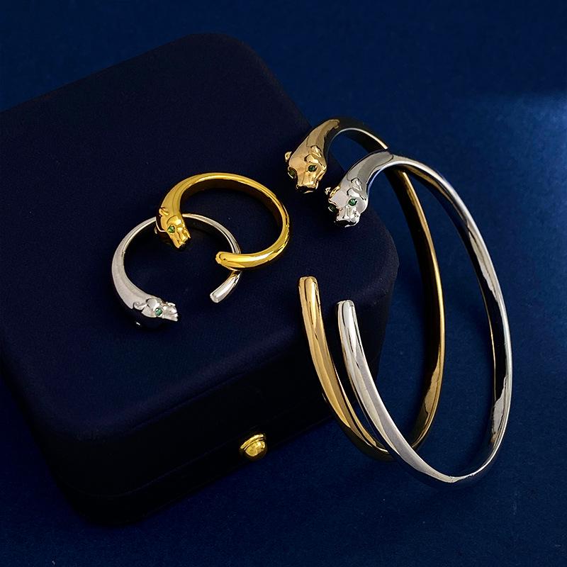 European and American Style Leopard Head Open Bracelet - Trendy and Fashionable Cheetah Jewelry