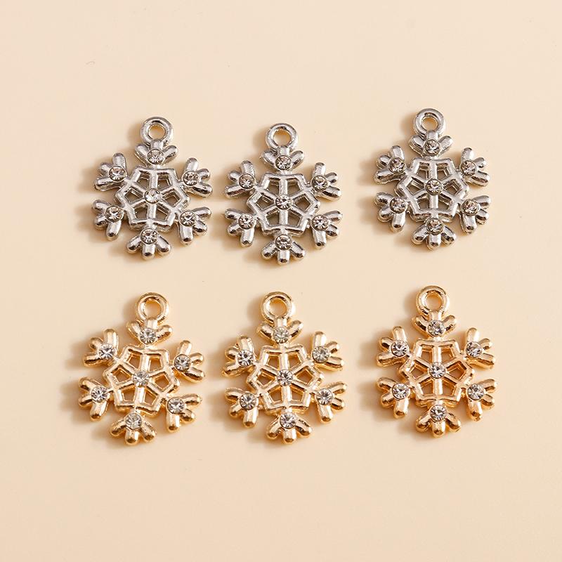 10pcs 17x21mm Cute Enamel Winter Snowflake Charms for Jewelry Making Christmas Earrings Pendants Necklaces DIY Crafts Supplies