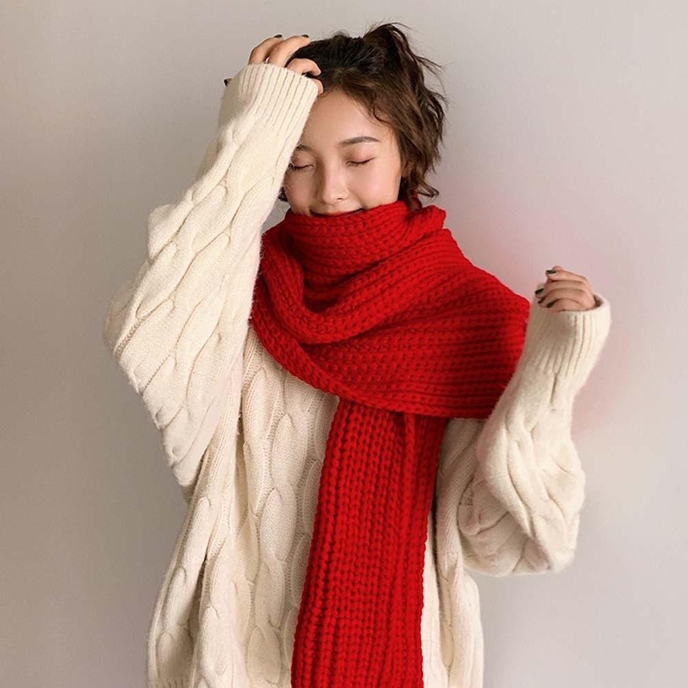 Spandex Knitting Wool Scarf Acrylic Fibers Winter Warmer Scarf Long Thickened Neckscarf  Women