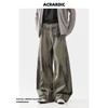 Acrardic Trendy Stylish Ruched Dirty Dyed Cargo Pants Men and Women Street American Niche Loose Distressed Pants