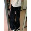 Black Polka Dot Wide-leg Jeans Women's New Summer Thin High-waisted Thin Straight Drape Pants