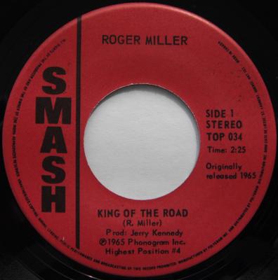 Disque 7 pouces ROGER MILLER King Of The Road Engine Engine No TOP034 SMASH 1965 Canada CountryFolk Occasion