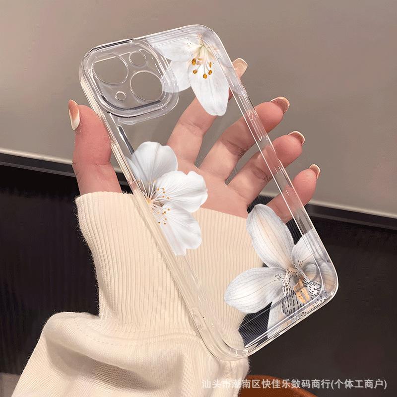 Painted flower transparent TPU phone case iPhone17promax/16/15/14/13/12/11 Apple 7/8