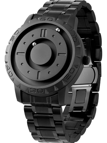 

EUTOUR Men s Magnetic Watch with Ball Bearing Design, Quartz Movement, Minimalist Casual Design, Waterproof, 40mm, Black Dial, Black Stainless Steel B