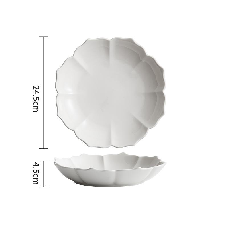 Ren Vit Keramisk Petal Djup Tallrik Hög Skönhet Salladstallrik Dessert Snacks Tallrik Pastatallrikar Molekylär Mat Specialitet Porslin