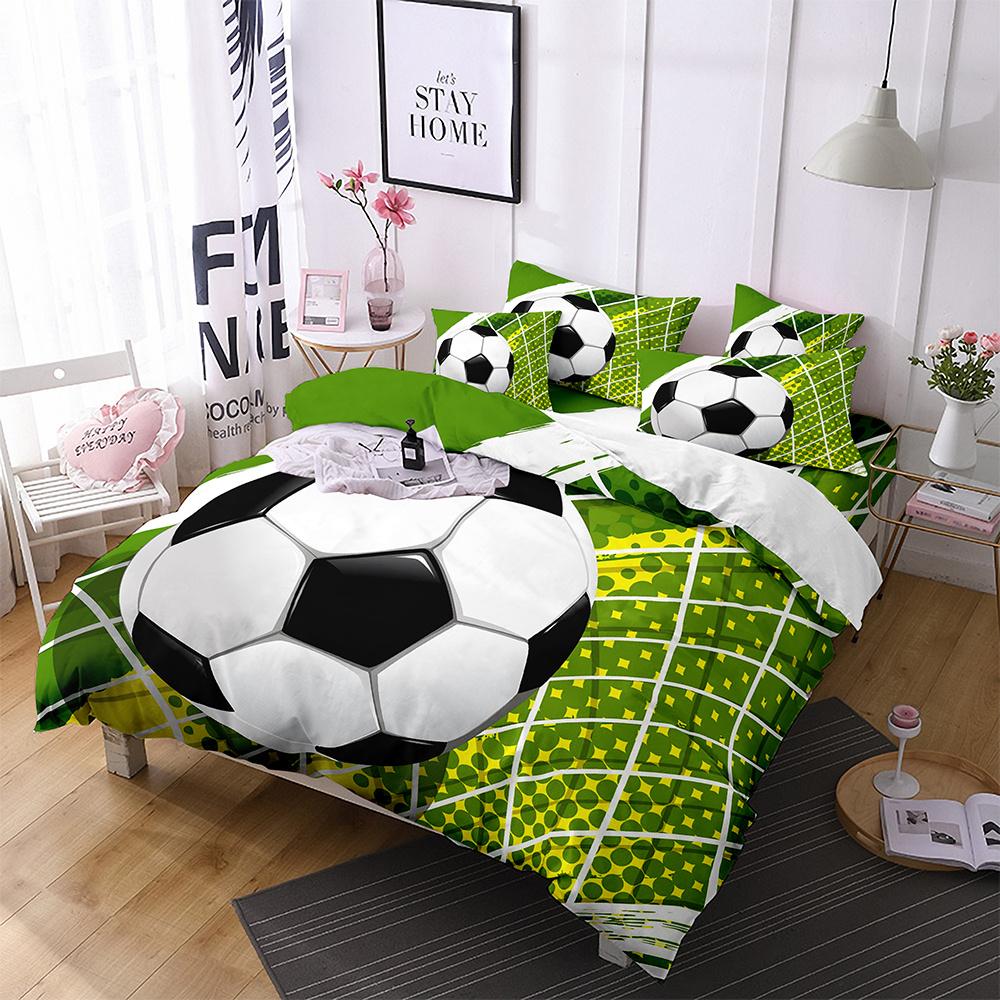 Football Comforter Cover Queen Size American Soccer Bedding Set Sports Games Duvet Cover Set for Boys Girls Teen for Living Room
