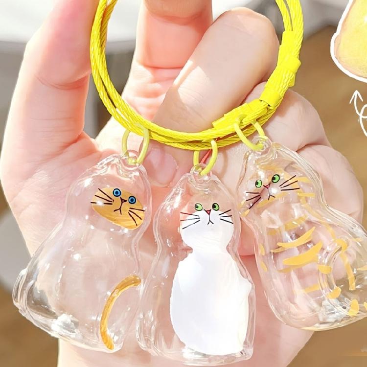 Textured Feline Hair Organiser Case Pendant Keychain Novelty Memorial Gift Box Accessory For Practical Gift Giving