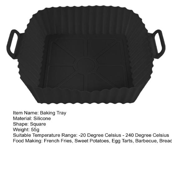 Air Fryer Liners Silicone Baking Tray Reusable Air-fryer Basket Air Fryer Cooking Mat Non-stick Pizza Pan Oven Kitchen Accessories