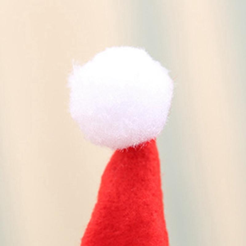 10Pcs Christmas Hat Wine Bottle Cover Plush Tableware Pocket Cartoon Table Decoration Accessories For Home Dinner Party Holiday