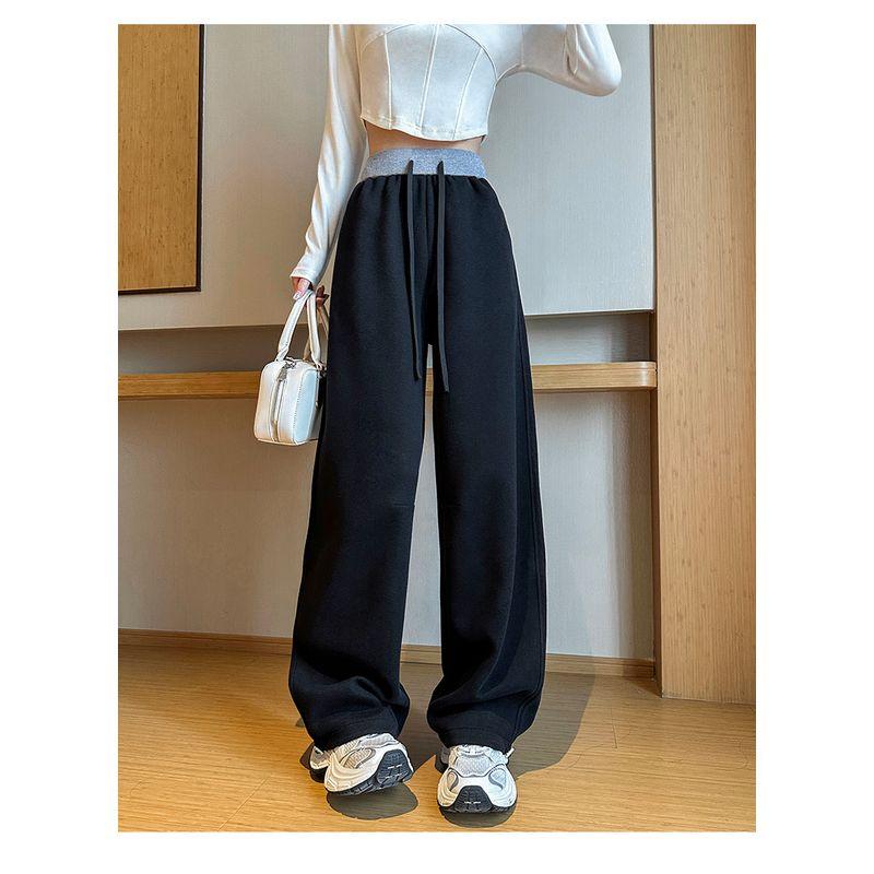 Narrow Banana-Style Wide-Leg Pants for Women, Plus Size, 2026 Spring New High-Waisted Casual Pants, Straight-Leg Sports Pants, Curved Sweatpants