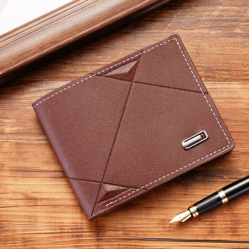 Men's Slim Tri-fold Leather Wallet with Multi-Card Slots - Casual Fashion Money Clip