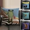 Abstract Animals Funny Cushion Cover Natural Linen Organic Fabric Double-Sided Printing Sofa Home Decor Gift Pillow Case