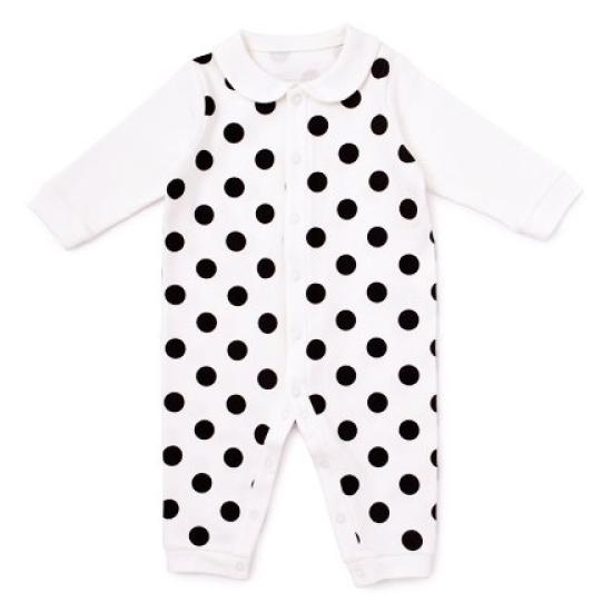 COLORFUL CANDY STYLE Rompers for Long Sleeve Front Toddler Polka Dot Large B3100100 Girls, Coveralls, Cute, Opening, (White)
