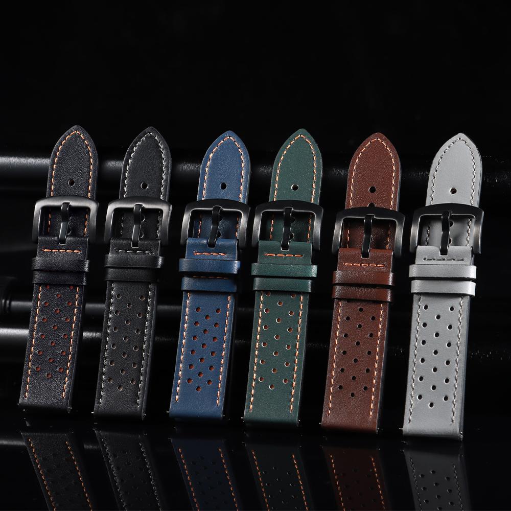 20mm 22mm Vintage Calfskin Strap Men Women Universal Cowhide WatchBand Breathable Bracelet Sport Wristbelt Accessory for Seiko