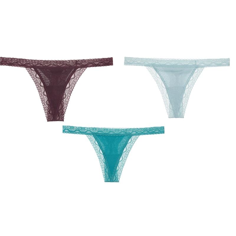 FINETOO Sexy Thongs Low-Rise Lace G-string Panties Women Cotton T-Back Underwear S-XL Female Bikin Underpants Lingerie