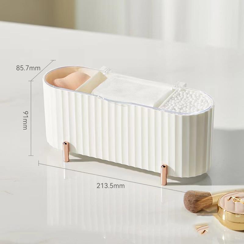 3Grid Makeup Organizer Large Capacity Clear Lid Storage Box for Swabs Powder Puffs Organizer for Cosmetics Home Organization