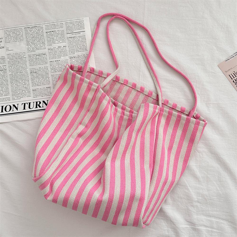 Stylish Soft Fabric Multi-color Stripe Tote Bag Perfect For Everyday And Travel