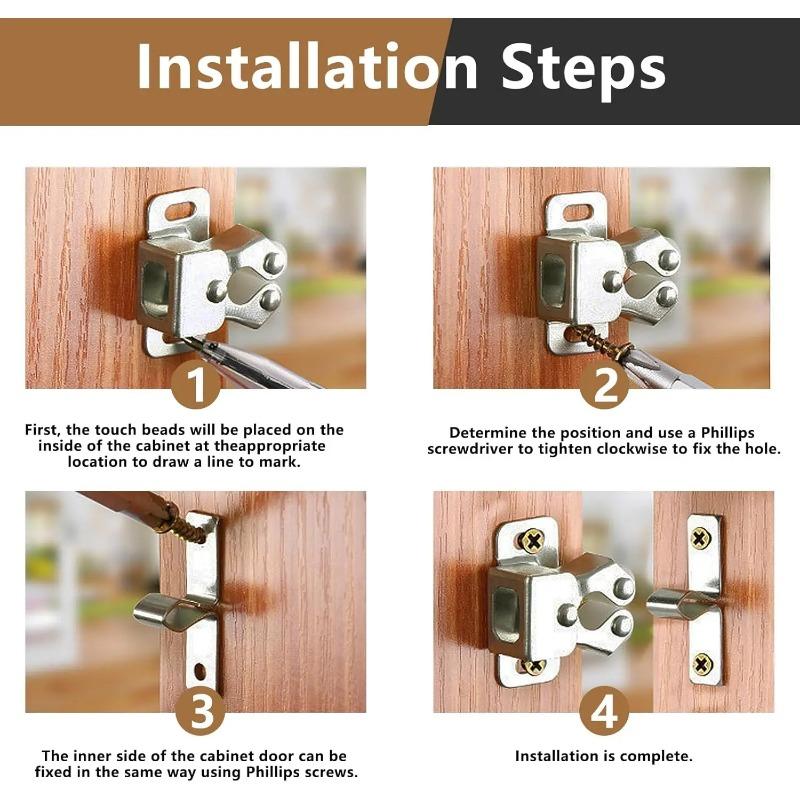 Double Roller Strong Hold Cupboard Cabinet Door Catches with Screws,Cabinet Catch Door Latch for Home Furniture Cabinet Cupboard