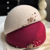 Beret Autumn and Winter High-grade Australian Wool Imported Materials Partial Shell Hat Boutique Counter Snowflake Bead Woolen Hat