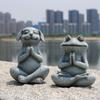 NORTHEUINS Resin Yoga Dog Meditation Frog Animal Statue Ornament Model Pray Figurines Cute Retro Craft Home Room Decoration Item