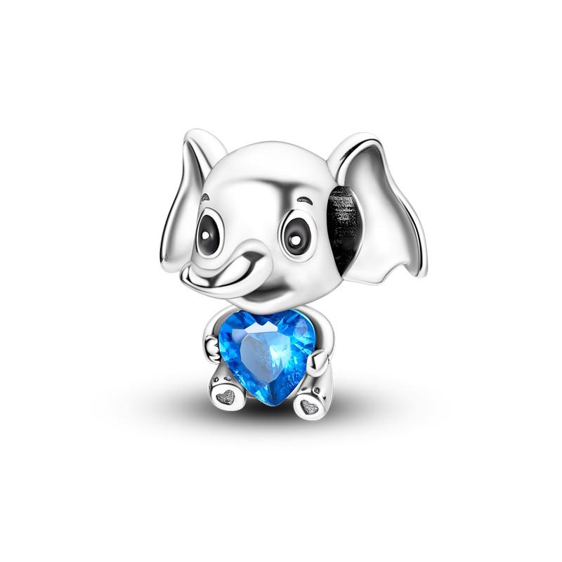 Copper Sapphire Charms Beads Blue Stone Dangle Cute Pet Hold Blue Heart Pendants Original Accessories Bracelets Jewelry Gift