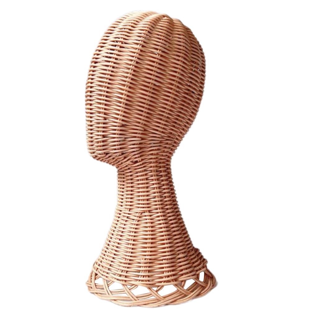Elegant Hat And Wig Holder Rattan Crafted Mannequin Head Headwear Showcase Rack For Fashion Enthusiasts
