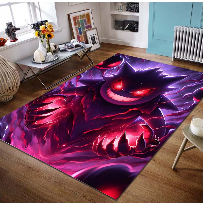 1ks Pokémon Gengar Potisk Kreslený Koberec Rohožka do Domu Obývacího Pokojíku Ložnice Pohovka Předsíň Dekorace Protiskluzová Podložka na Podlahu Kobereček do Dětského Koutku