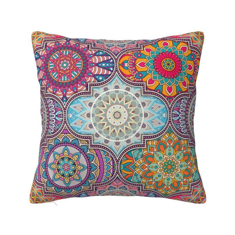 Custom Bohemia Ethnic Mandala Flower Cushion Cover 45x45 Cm Polyester Throw Pillow Case For Sofa Decoration Bedding Pillowcase