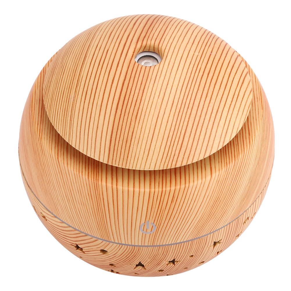 130ml Portable Humidifier Wooden Grain Air Diffuser Mist Hollow Air Atomizer With LED Light