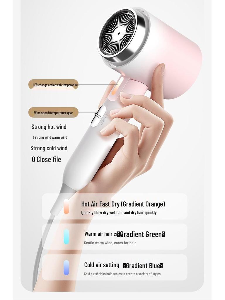 Quiet, Foldable, Quick-Dry Hair Dryer with Negative Ions for Home & Travel